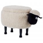 Beliani Tamborete Sheep de Poliéster Creme 55x35x40