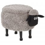 Beliani Tamborete Sheep de Poliéster Cinzento 55x35x40