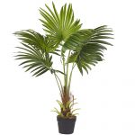 Beliani Planta Artificial Fan Palm de Material Sintético Verde 35x30x100
