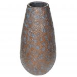 Beliani Vaso Feito de Cerâmica com Efeito de Pedra Brivas de Cerâmica Castanho 23x23x49