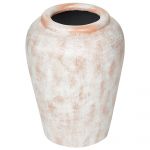Beliani Vaso com Efeito Envelhecido Miri de Terracota Branco 30x30x42