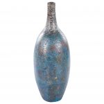 Beliani Vaso Decorativo Feito à Mão Pireus de Terracota Azul 25x25x60