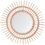 Beliani Espelho Decorativo em Formato de Sol Stenen de Rattan/vime Creme 76x3x76