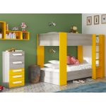 Ideia Home Design Beliche Milly (190x90 cm)(Cinza, Amarelo) Cinza, Amarelo 196,4 x 145,6 x 108,5 cm