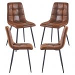 Conjunto 4 Cadeiras Stuhl Couro Sintético Marrom Vintage