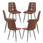 Conjunto 6 Cadeiras Stuhl Couro Sintético Marrom Vintage