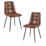 Conjunto 2 Cadeiras Stuhl Couro Sintético Marrom Vintage