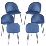 Conjunto 6 Cadeiras Black Dalnia Veludo Azul