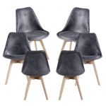 Conjunto 6 Cadeiras Synk Vintage Cinza Escuro