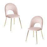 Conjunto 2 Cadeiras Dawa Gold Veludo Rosa