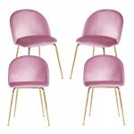 Conjunto 4 Cadeiras Golden Dalnia Veludo Rosa
