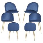 Conjunto 6 Cadeiras Golden Dalnia Veludo Azul