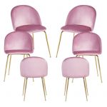 Conjunto 6 Cadeiras Golden Dalnia Veludo Rosa