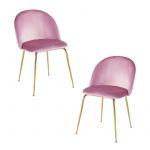 Conjunto 2 Cadeiras Golden Dalnia Veludo Rosa