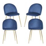 Conjunto 4 Cadeiras Golden Dalnia Veludo Azul