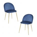 Conjunto 2 Cadeiras Golden Dalnia Veludo Azul