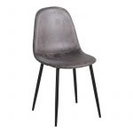 Cadeira Black Teok Couro Sintético Vintage Cinza Escuro