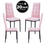 Pack 4 Cadeiras Lan Veludo Rosa