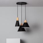 efectoLED Candeeiro Suspenso Metal e Madeira Dustin Preto - 71550_145173