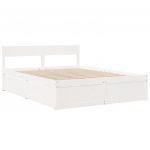 vidaXL Estrutura de Cama C/ Gavetas 140x200 cm Pinho Maciço Branco - 2602596130