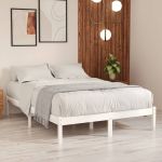 vidaXL Estrutura de Cama King 150x200 cm Madeira Maciça Branco - 670511279