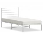 vidaXL Estrutura de Cama com Cabeceira 90x190 cm Metal Branco - 3986326720