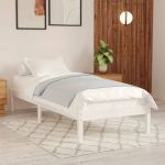 vidaXL Estrutura de Cama Solteiro 90x190 cm Madeira Maciça Branco - 2460059024