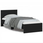vidaXL Estrutura de Cama com Cabeceira 90x190 cm Deriv. Madeira Preto