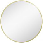 HomCom Espelho Casa de Banho Redondo Ø70 cm com Estrutura de Alumínio e Gancho Corredor Dourado