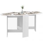 HomCom Mesa de Cozinha Dobrável Ovalada com Laterais Abatíveis Estilo Moderno 163x80x75 cm Branco