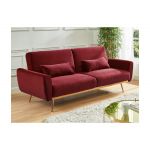 Sofá Cama Vente Unique Clic Clac 3 Lugare Veludo Bordeaux -launei