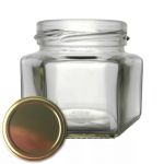 Abadia Rural Frasco de Vidro Hexagonal 106 ml c/ Tampa TO 53 Ouro