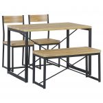 Beliani Conjunto de Refeição Flixton de Mdf Castanho Claro 110x70x76