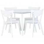 Beliani Conjunto de Refeição para 4 Roxby de Mdf Branco 100x100x75