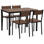 Beliani Conjunto de Refeição Hamry de Mdf Castanho Escuro 110x70x75