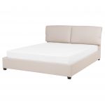 Beliani Cama de Casal Belfort de Poliéster Creme 171x212x100