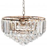 Beliani Candeeiro de Tecto Acheiro de Cristal Dourado 40x40x120