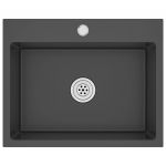vidaXL Lava-louça de Cozinha Artesanal Aço Inoxidável Preto - 1784443625