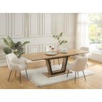 Vente Unique Mesa de Jantar Extensível 6 a 10 Lugares em Mdf e Metal Natural e Preto Viteno
