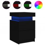 vidaXL Mesa de Cabeceira com Luzes led 35x39x55 cm Preto - 3697073533