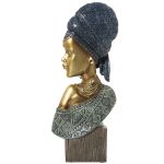 Alexandra House Living Busto Azul Dourado Plástico Africana 10 x 19 x 40 - D1623139