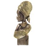 Alexandra House Living Busto Dourado Plástico Africana 11 x 19 x 41 - D1623138
