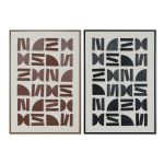 Home Esprit Pintura Castanho Preto Bege Abstrato Moderno 63 x 3,8 x 93 cm (2 Unidades) - S3056181