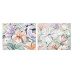 Home Esprit Pintura Bloemen Shabby Chic 100 x 3,7 x 80 cm (2 Unidades) - S3053468
