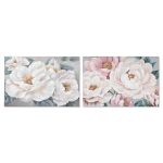 Home Esprit Pintura Rosas Romântico 120 x 3,7 x 80 cm (2 Unidades) - S3053469