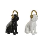 Home Esprit Figura Decorativa Branco Preto Dourado Cão 12 x 18 x 30 cm (2 Unidades) - S3054354