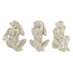 Home Esprit Figura Decorativa Dourado Macaco Tropical 21 x 17 x 25 cm (3 Unidades) - S3054360
