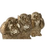 Home Esprit Figura Decorativa Dourado Coruja 11 x 11 x 15 cm (3 Unidades) - S3053137