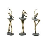 Home Esprit Figura Decorativa Cinzento Dourado Bailarina Ballet 15 x 10 x 43 cm (3 Unidades) - S3054135