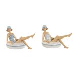 Home Esprit Figura Decorativa Branco Azul celeste Mediterrâneo 17,5 x 10 x 10,5 cm (2 Unidades) - S3054686